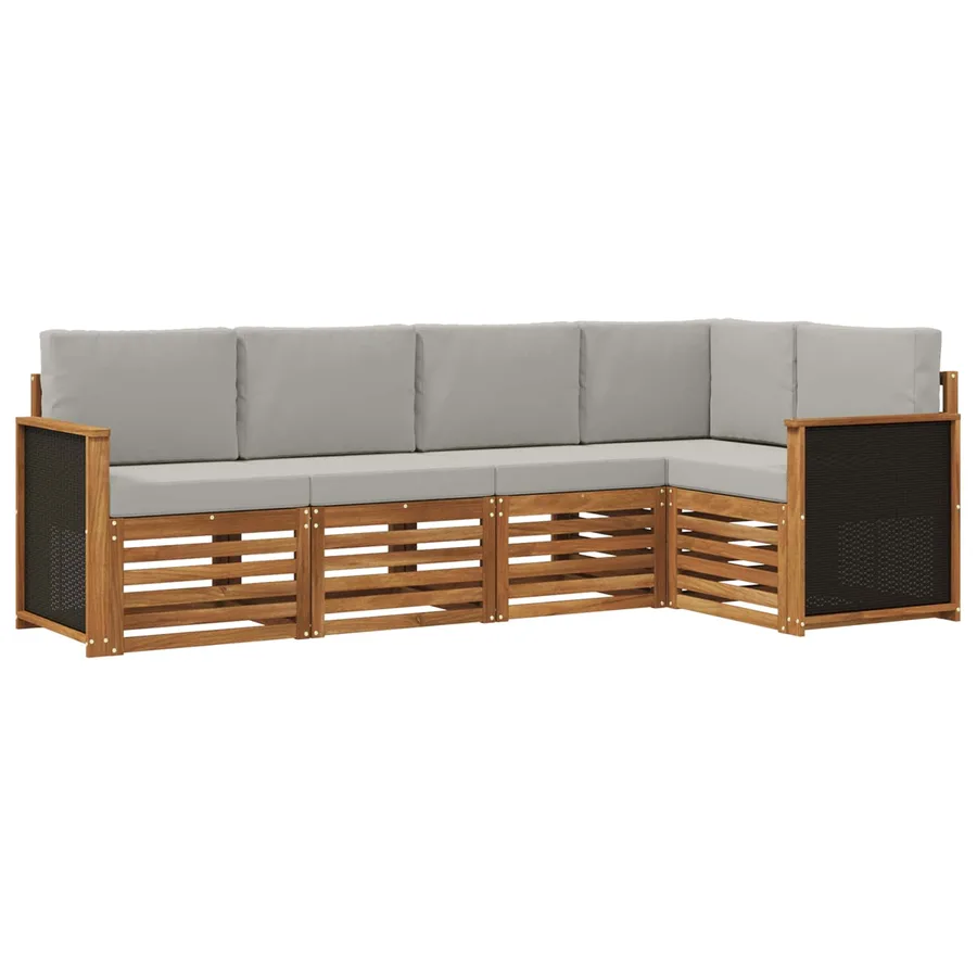 Ensemble de canapé d'angle 4 pcs Naturel et gris clair - 2