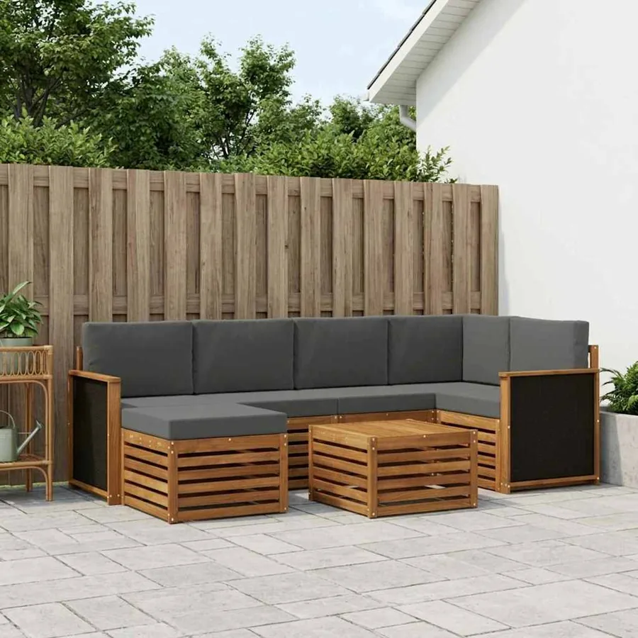 Ensemble de canapé d'angle 6 pcs Naturel et Anthracite