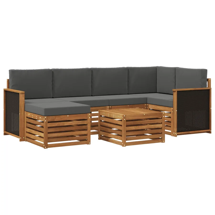 Ensemble de canapé d'angle 6 pcs Naturel et Anthracite - 2