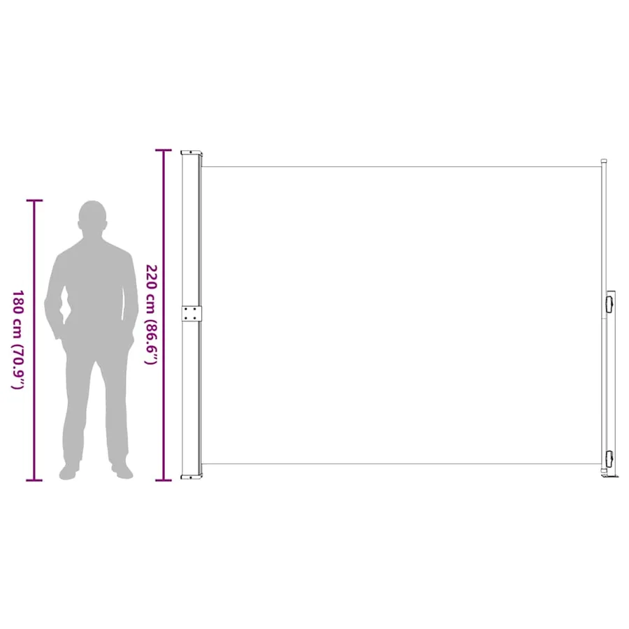 Auvent latéral rétractable de patio 220x300 cm Crème - 11