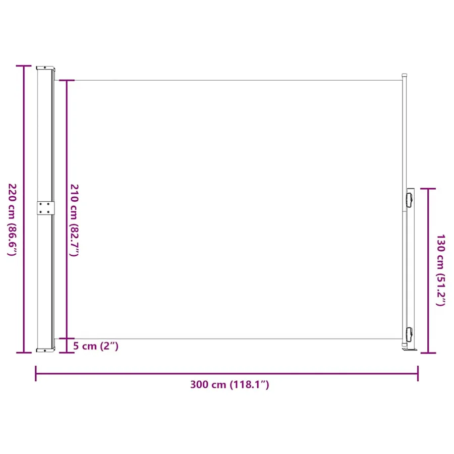 Auvent latéral rétractable de patio 220x300 cm Crème - 9