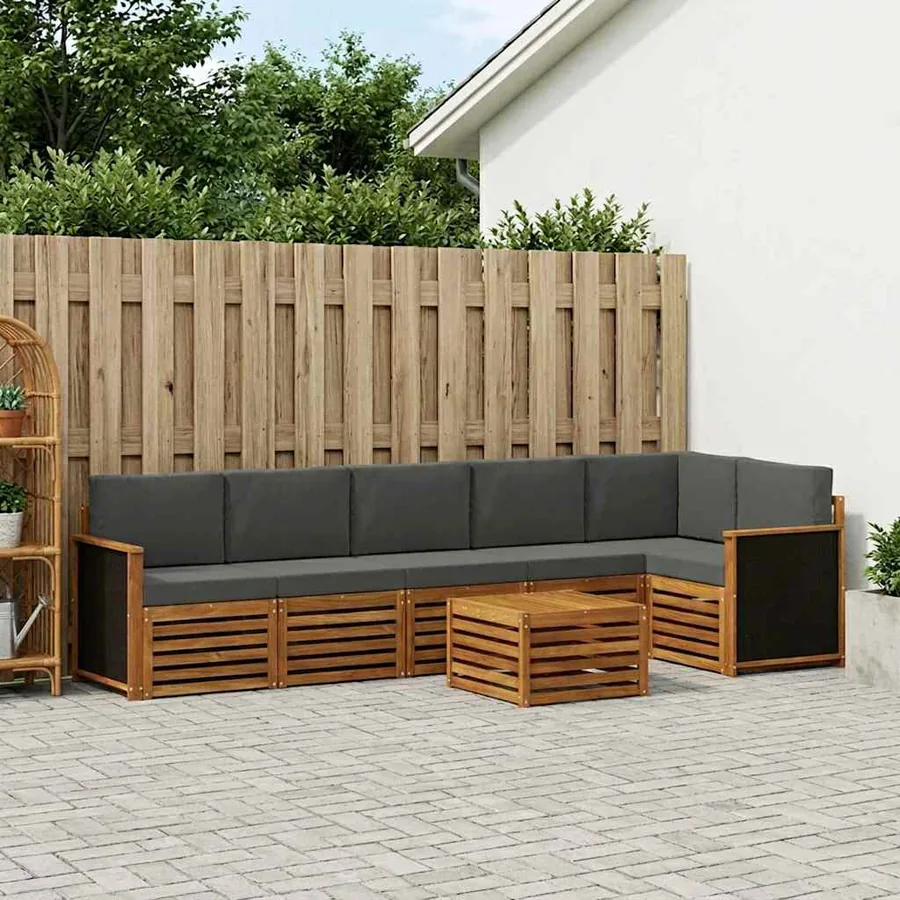 Ensemble de canapé d'angle 6 pcs Naturel et Anthracite