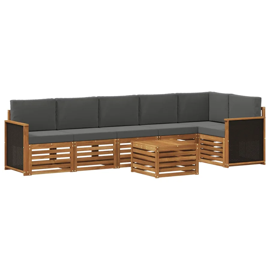 Ensemble de canapé d'angle 6 pcs Naturel et Anthracite - 2