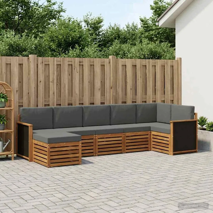 Ensemble de canapé d'angle 6 pcs Naturel et Anthracite