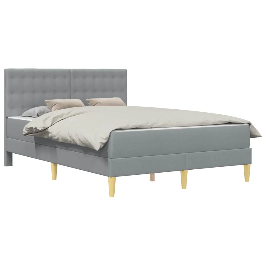Cadre de lit avec matelas Gris clair 140 x 190 cm Tissu - 2