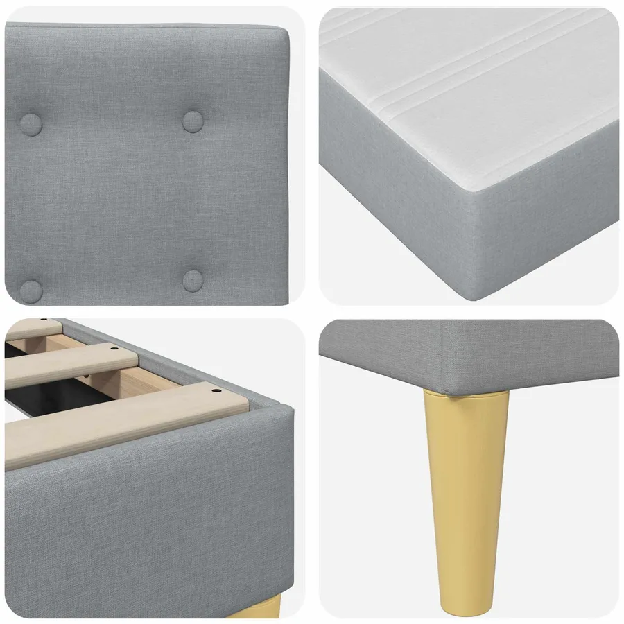 Cadre de lit avec matelas Gris clair 140 x 190 cm Tissu - 9