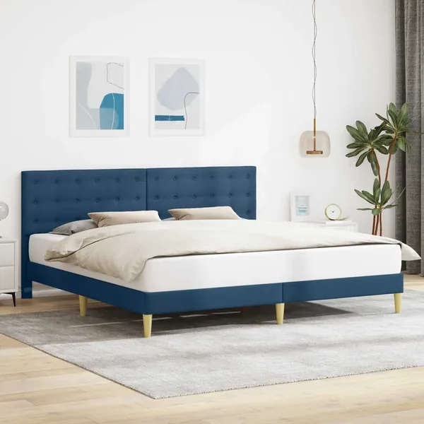 Cadre de lit avec tête de lit Bleu 180 x 200 cm Tissu
