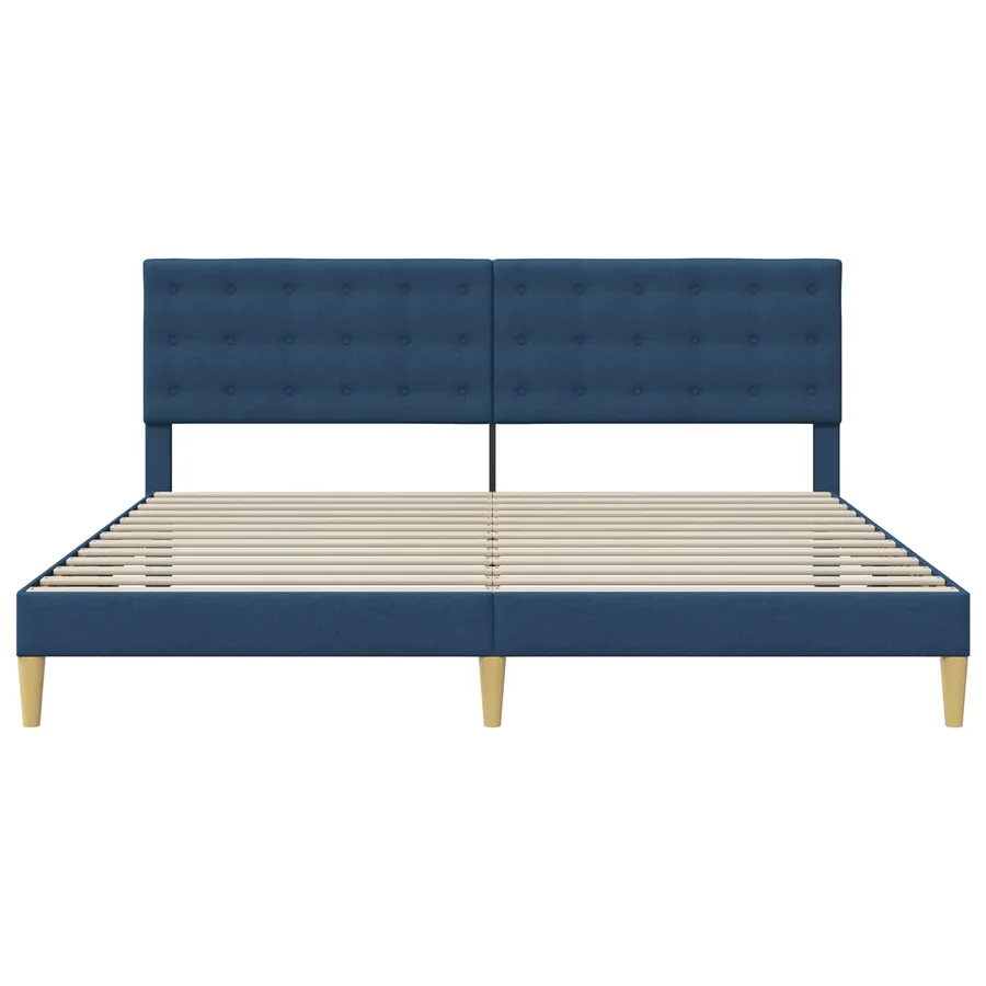Cadre de lit avec tête de lit Bleu 180 x 200 cm Tissu - 4