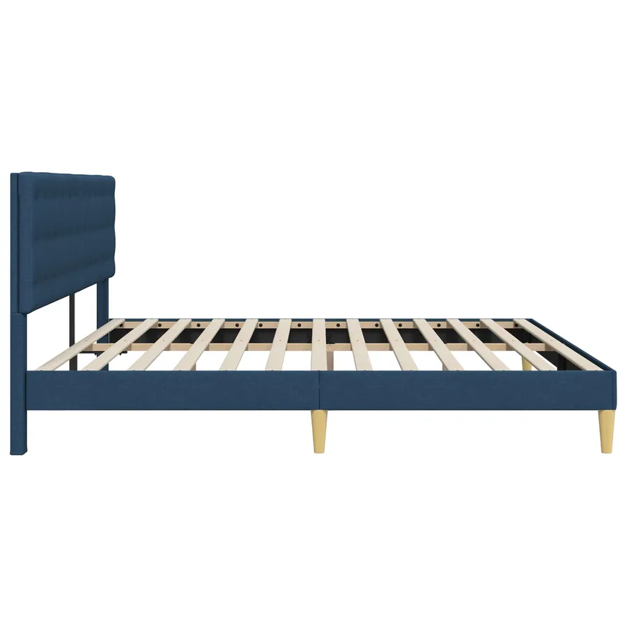 Cadre de lit avec tête de lit Bleu 180 x 200 cm Tissu - 5