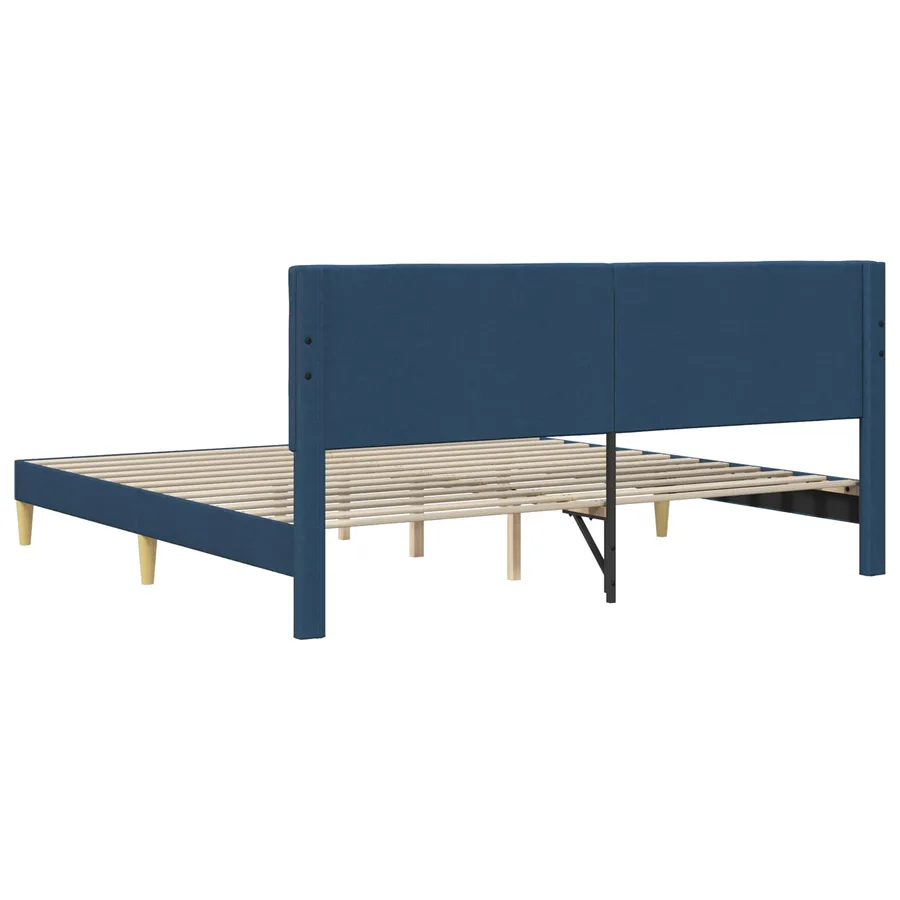 Cadre de lit avec tête de lit Bleu 180 x 200 cm Tissu - 6