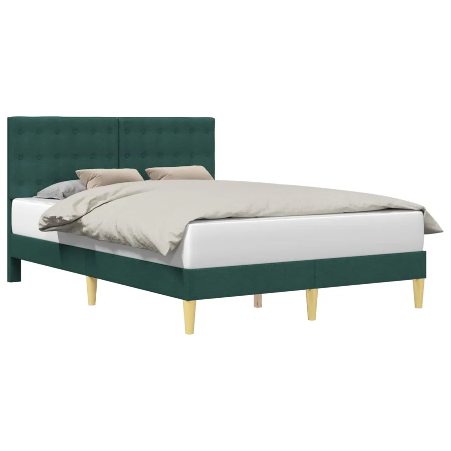 Cadre de lit avec tête de lit Vert foncé 140 x 200 cm Tissu - 2