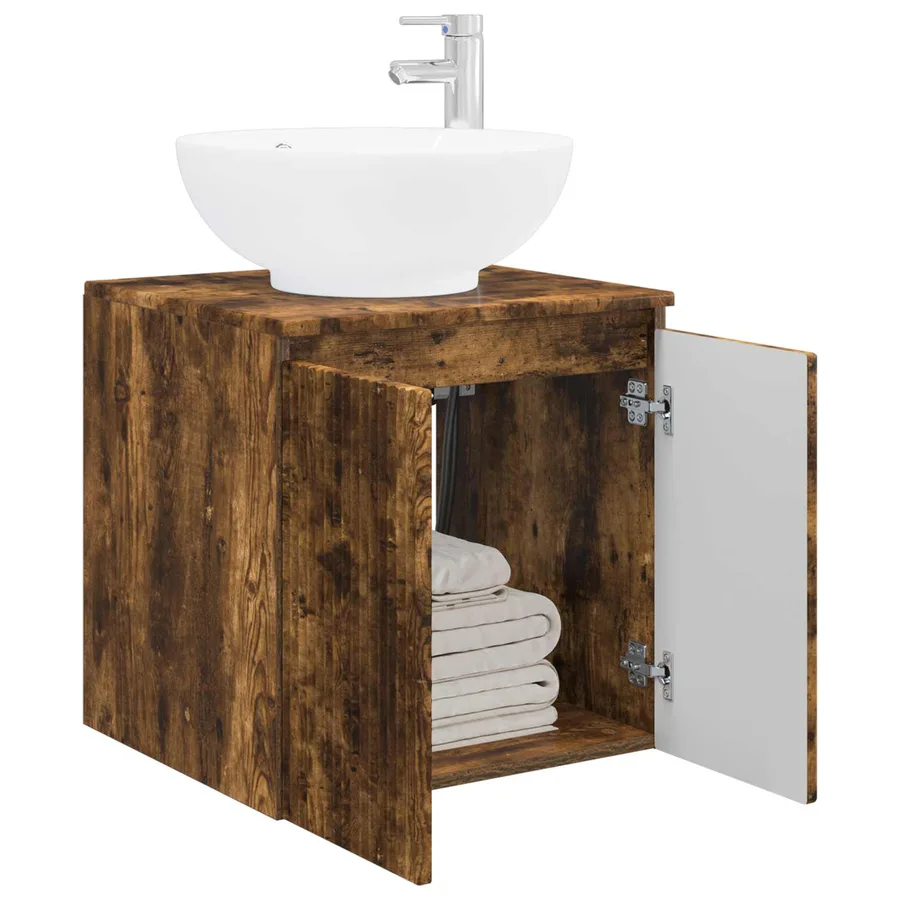 Vanité de lavabo mural Chêne fumé 49,5 x 44,5 x 65 cm - 3