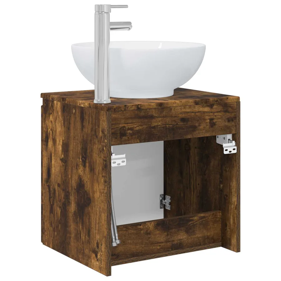 Vanité de lavabo mural Chêne fumé 49,5 x 44,5 x 65 cm - 5