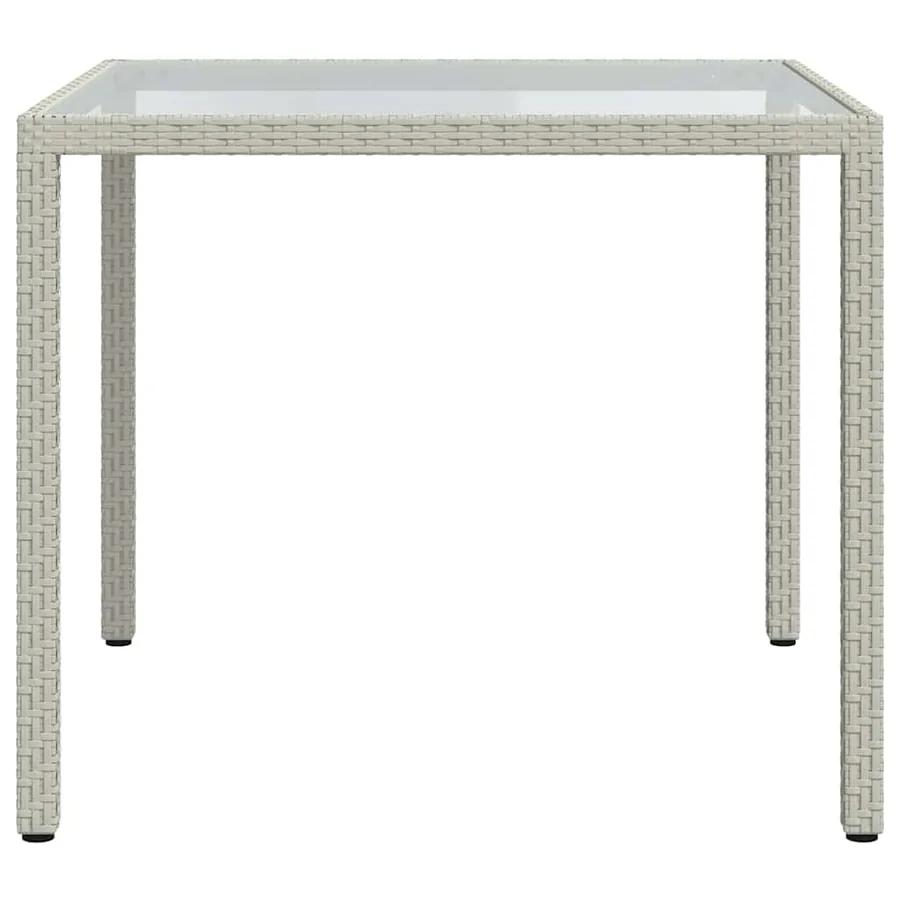 Table de jardin 90x90x75cm Verre trempé et résine tressée Blanc - 4