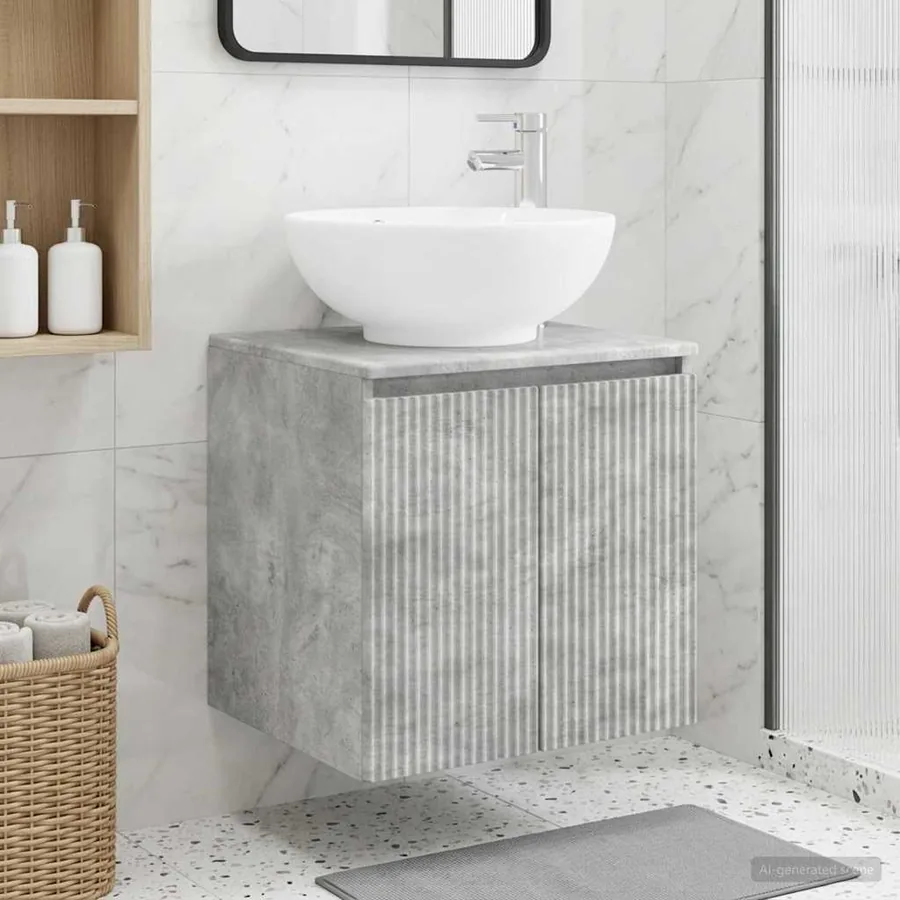 Vanité de lavabo mural Gris béton 49,5 x 44,5 x 65 cm