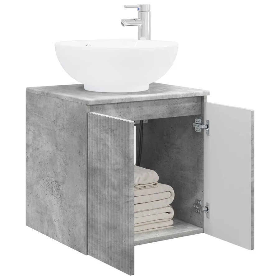 Vanité de lavabo mural Gris béton 49,5 x 44,5 x 65 cm - 3
