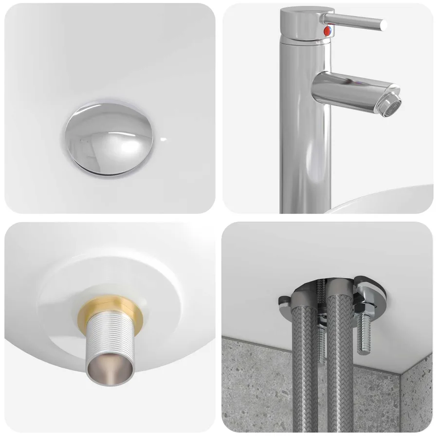 Vanité de lavabo mural Gris béton 49,5 x 44,5 x 65 cm - 7