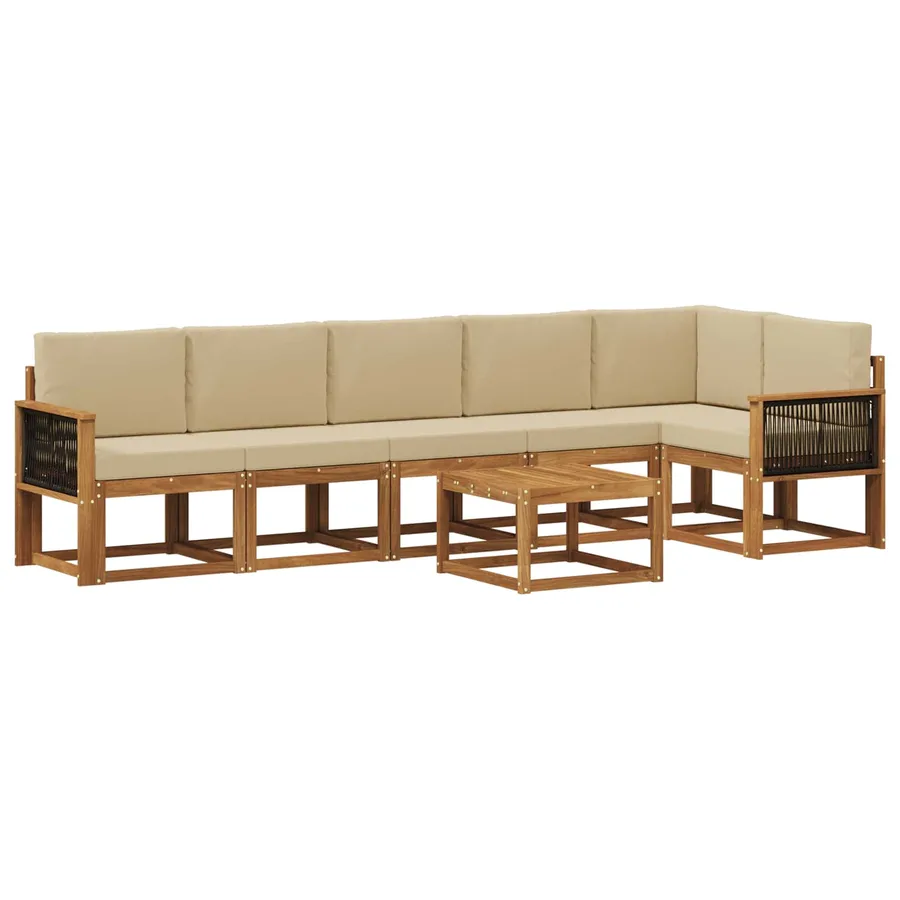 Ensemble de canapés d'extérieur 7 pcs Naturel et Beige - 2