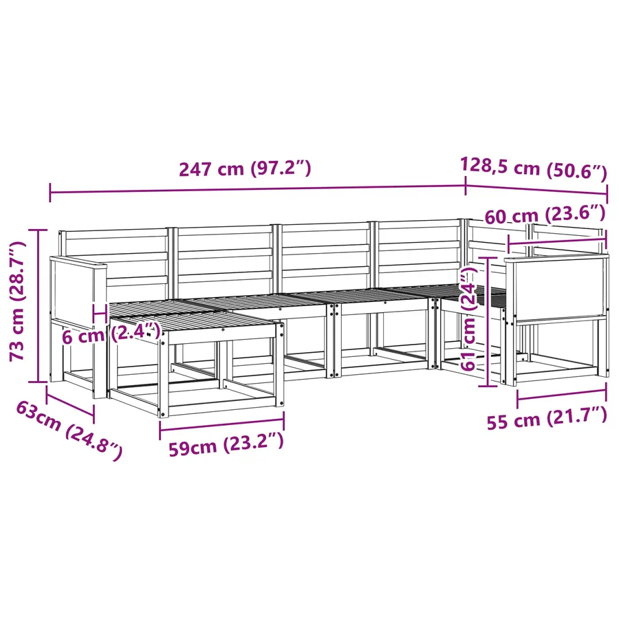 Ensemble de canapés d'extérieur 6 pcs Naturel - 8