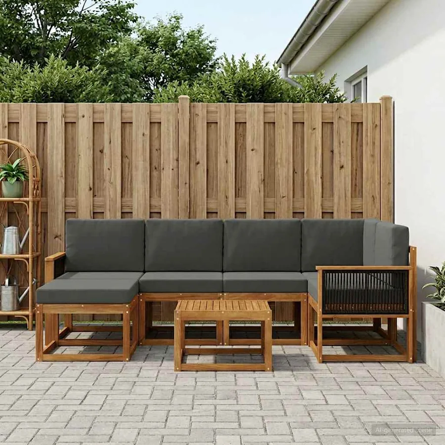 Ensemble de canapés d'extérieur 7 pcs Naturel et Anthracite