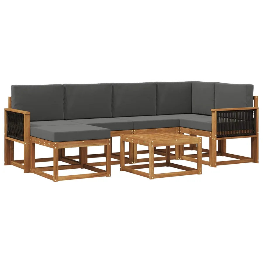 Ensemble de canapés d'extérieur 7 pcs Naturel et Anthracite - 2