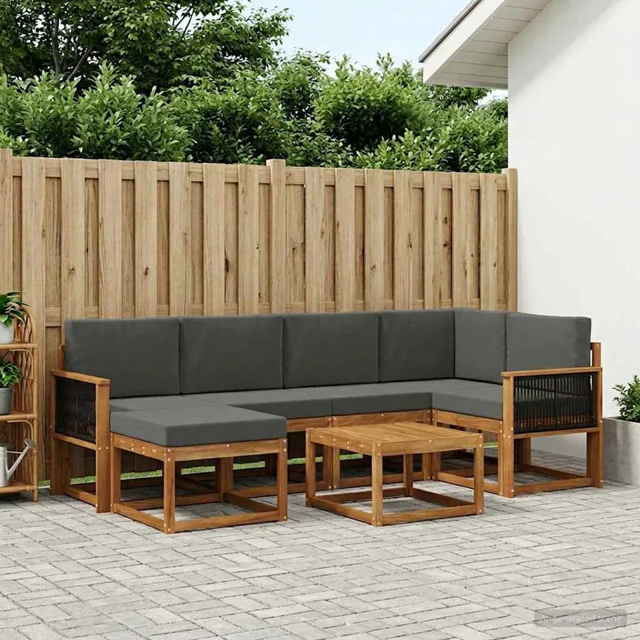 Ensemble de canapés d'extérieur 7 pcs Naturel et Anthracite - 3