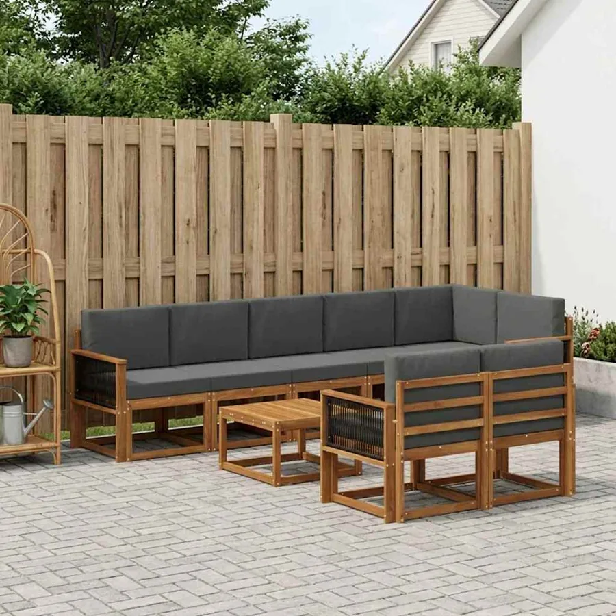 Ensemble de canapés d'extérieur 9 pcs Naturel et Anthracite