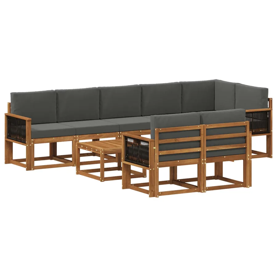 Ensemble de canapés d'extérieur 9 pcs Naturel et Anthracite - 2