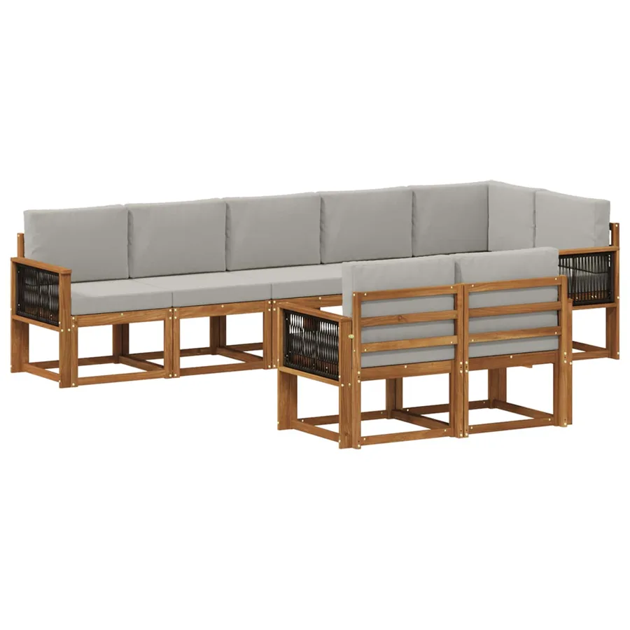 Ensemble de canapés d'extérieur 8 pcs Naturel et gris clair - 2