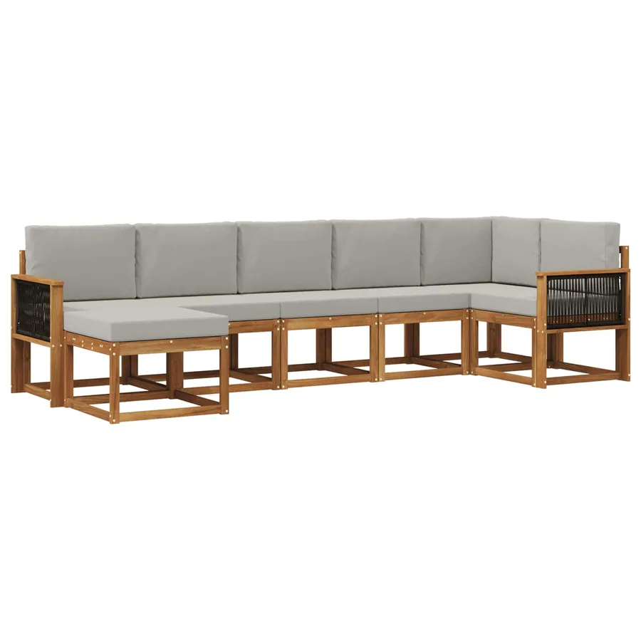 Ensemble de canapés d'extérieur 7 pcs Naturel et gris clair - 2