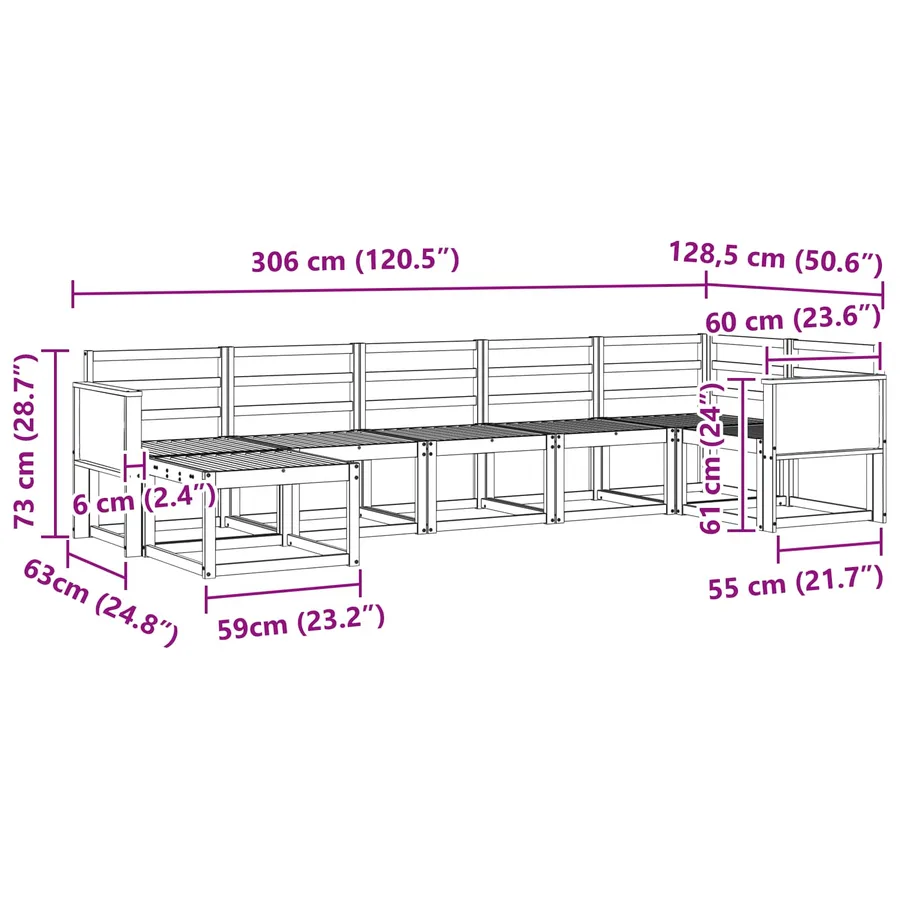 Ensemble de canapés d'extérieur 7 pcs Naturel - 8