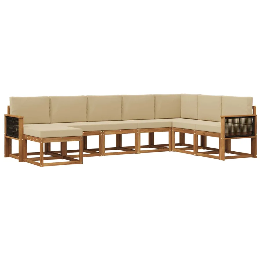Ensemble de canapés d'extérieur 8 pcs Naturel et Beige - 2