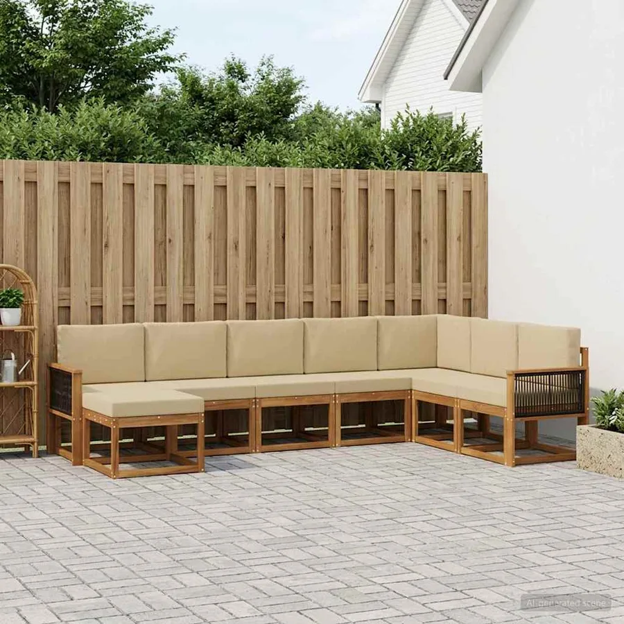 Ensemble de canapés d'extérieur 8 pcs Naturel et Beige - 3