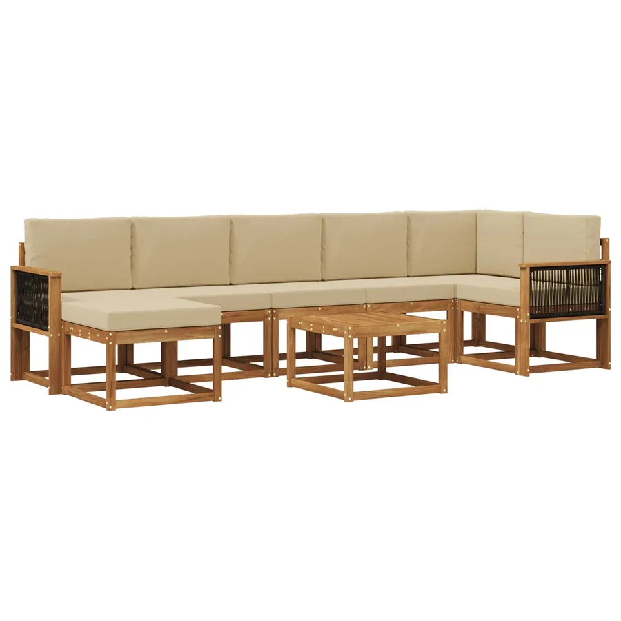 Ensemble de canapés d'extérieur 8 pcs Naturel et Beige - 2