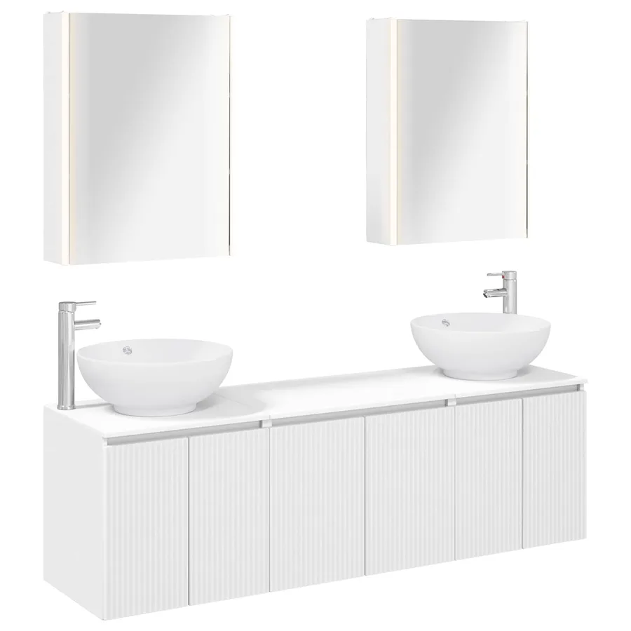 Ensemble d'armoire de salle de bain 5 pcs Blanc - 2