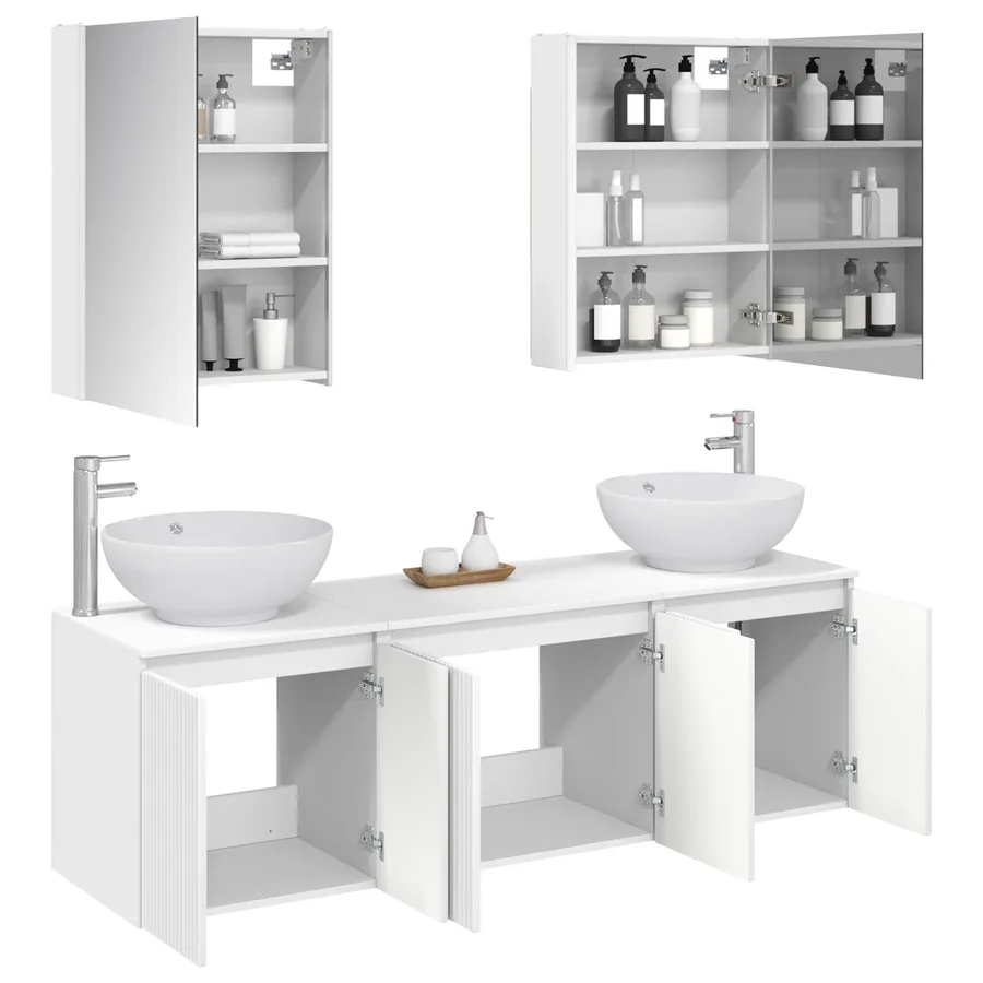 Ensemble d'armoire de salle de bain 5 pcs Blanc - 3