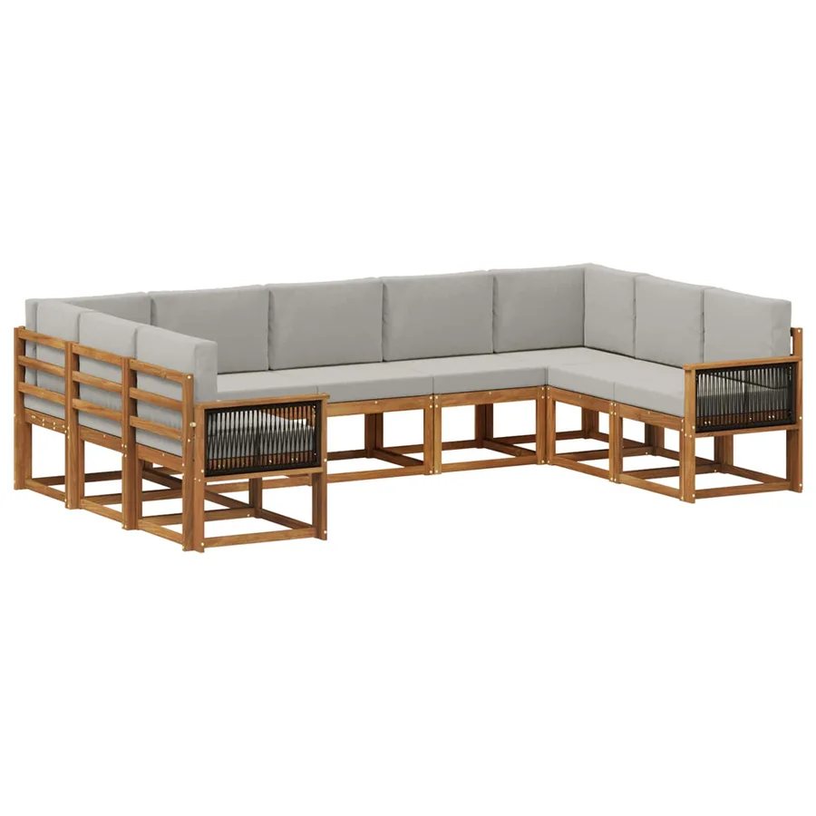 Ensemble de canapés d'extérieur 9 pcs Naturel et gris clair - 2