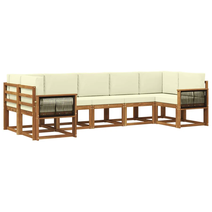 Ensemble de canapés d'extérieur 7 pc Naturel et Crème - 2