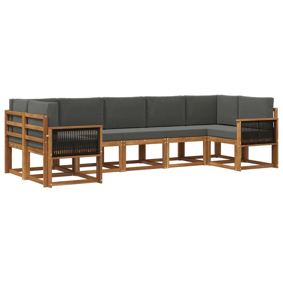 Ensemble de canapés d'extérieur 7 pc Naturel et Anthracite - 2