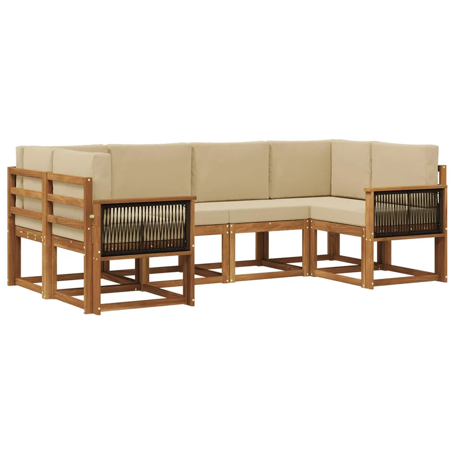 Ensemble de canapés d'extérieur 6 pcs Naturel et Beige - 2