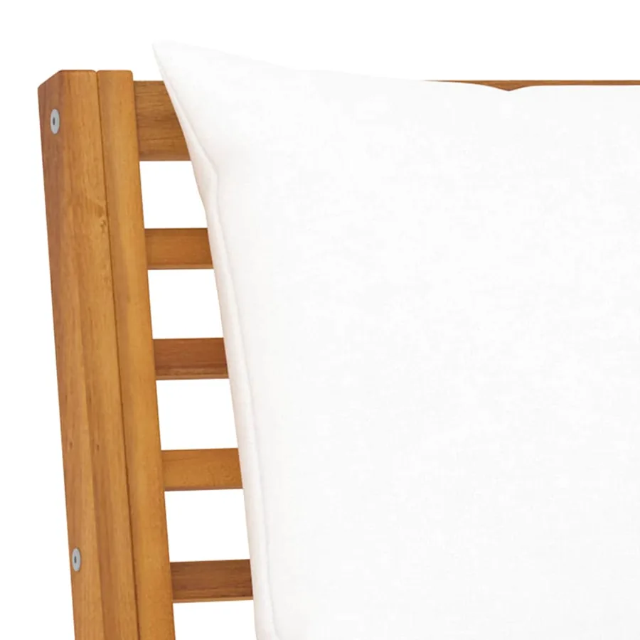 Canapé central sectionnel et coussin crème Bois d'acacia massif - 6