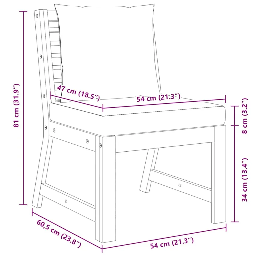 Canapé central sectionnel et coussin crème Bois d'acacia massif - 7