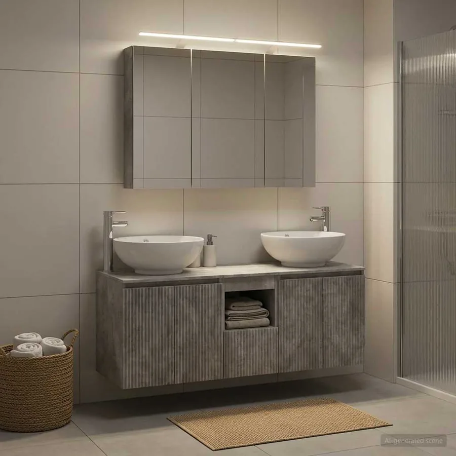 Ensemble d'armoire de salle de bain 4 pcs Gris béton