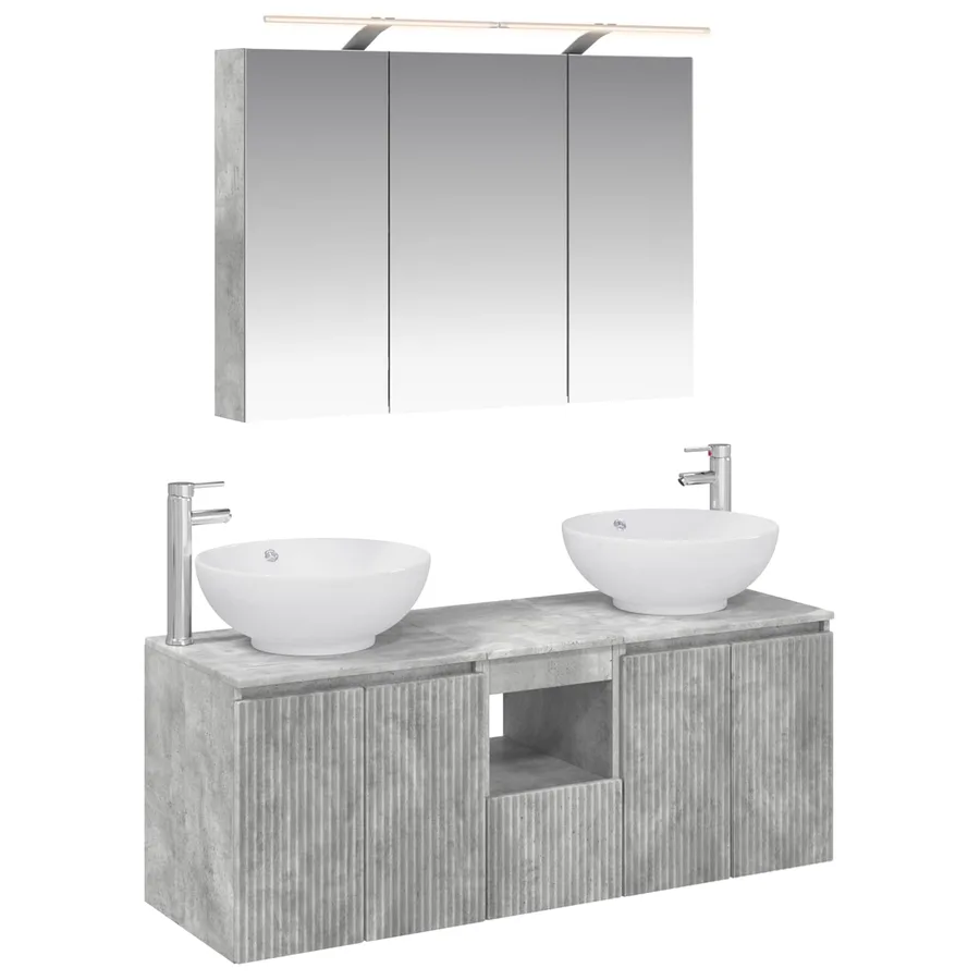 Ensemble d'armoire de salle de bain 4 pcs Gris béton - 2