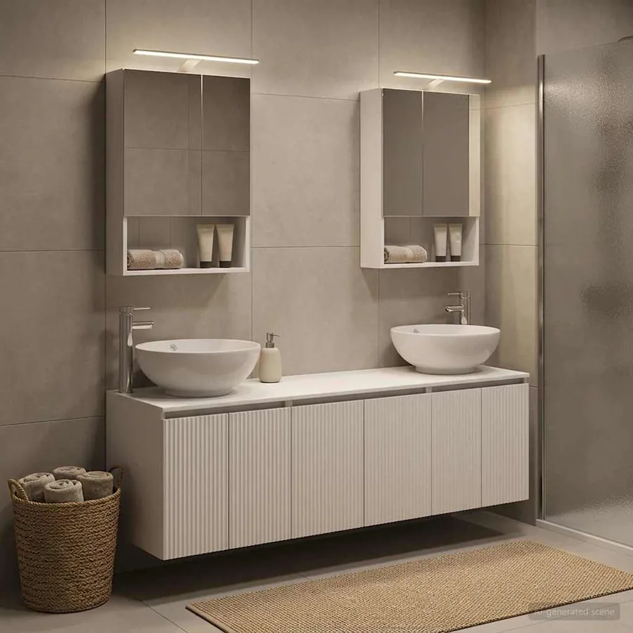 Ensemble d'armoire de salle de bain 5 pcs Blanc