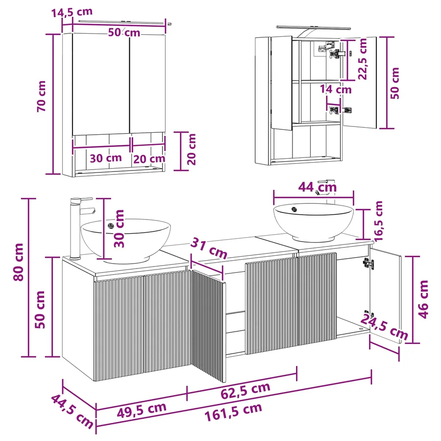 Ensemble d'armoire de salle de bain 5 pcs Blanc - 15