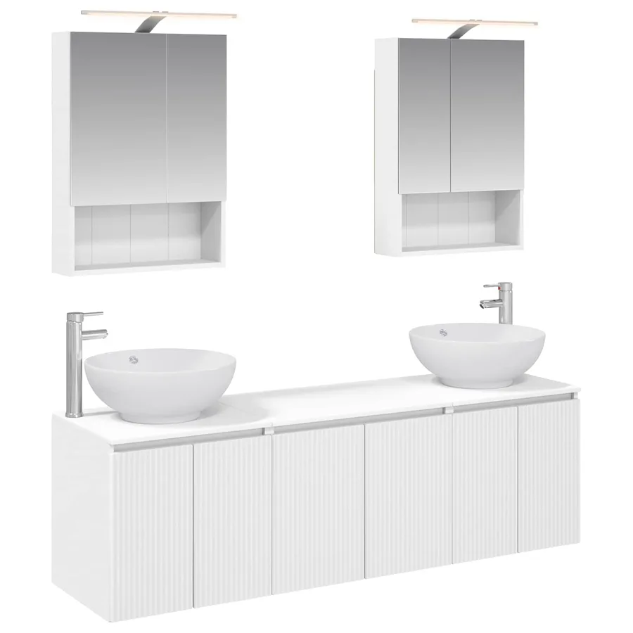 Ensemble d'armoire de salle de bain 5 pcs Blanc - 2