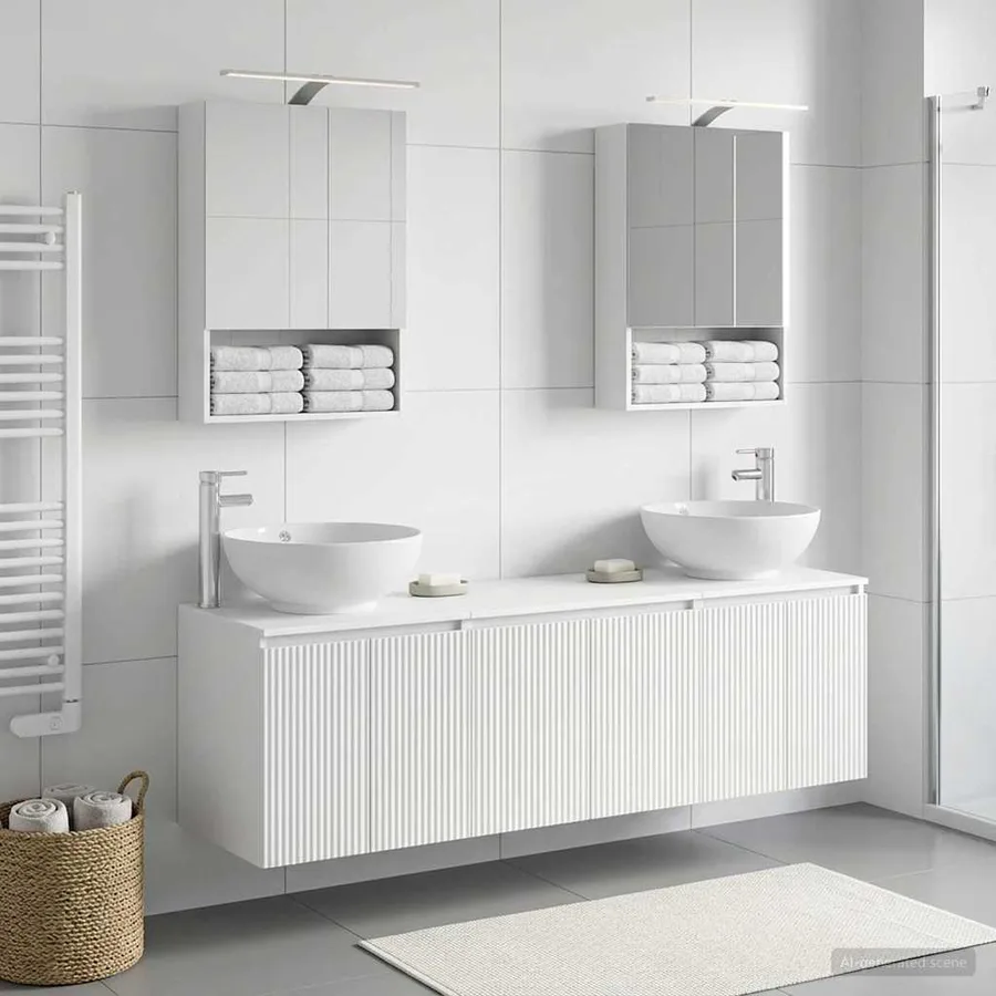Ensemble d'armoire de salle de bain 5 pcs Blanc - 4