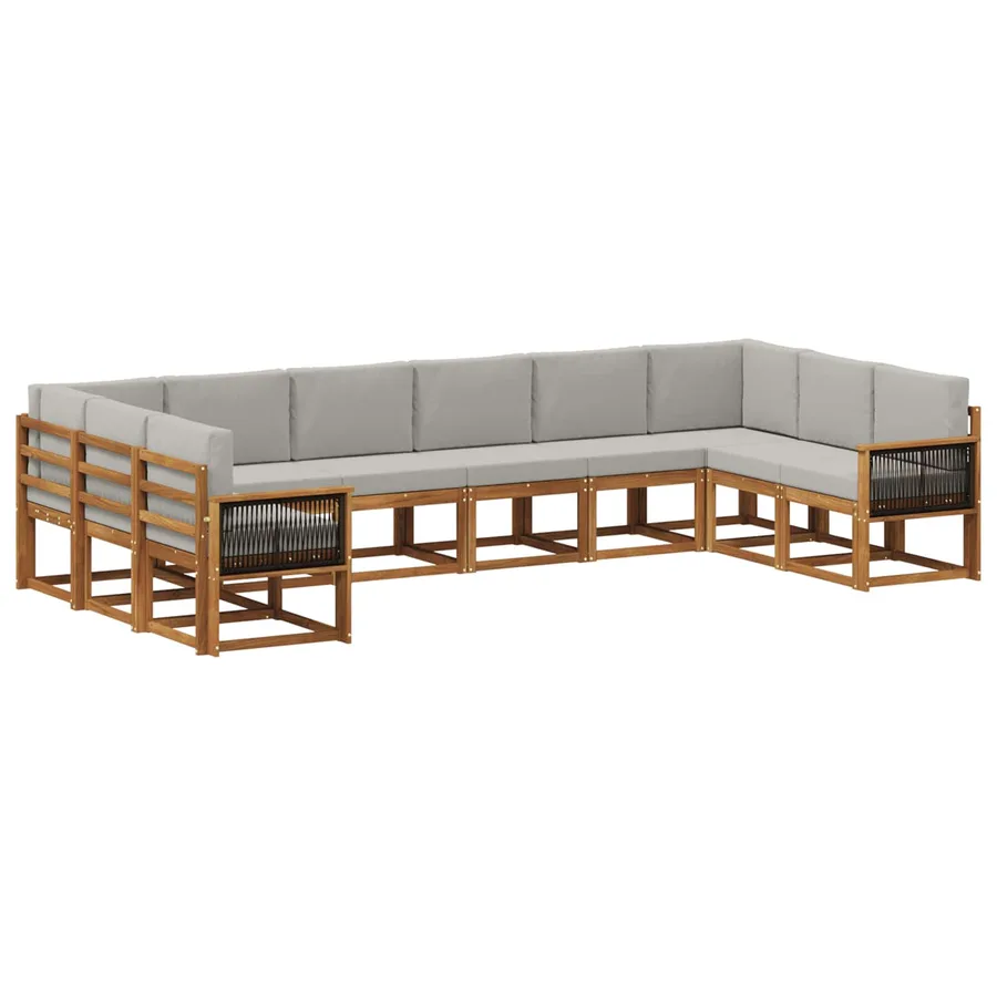 Ensemble de canapés d'extérieur 10 pcs Naturel et gris clair - 2