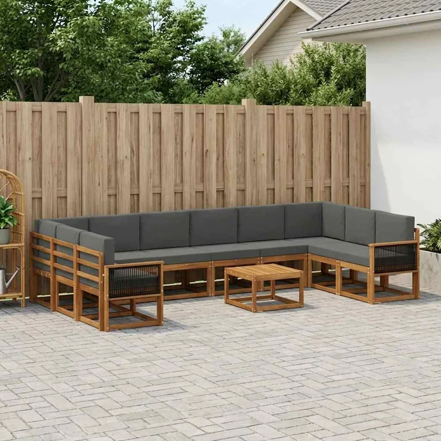 Ensemble de canapés d'extérieur 11 pcs Naturel et Anthracite